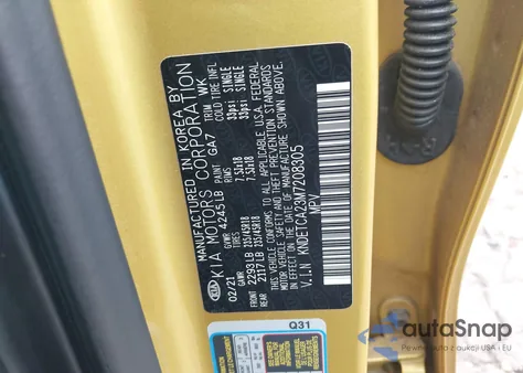 2021 Kia Seltos Sx Turbo z USA, uszkodzony, nr VIN KNDETCA23M7208305